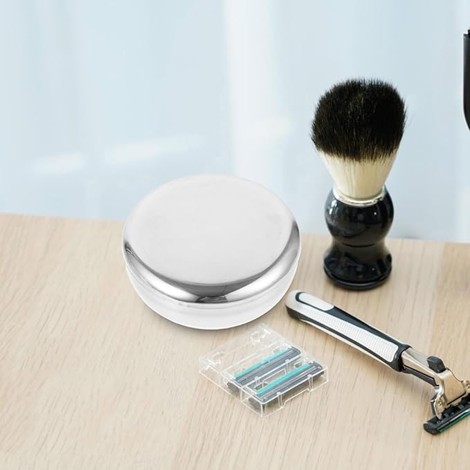 Stainless Steel Shaving Bowl Lid Men's Shave Soap Cup Sturdy Foam Mug for Easy Lathering for Home or Travel
