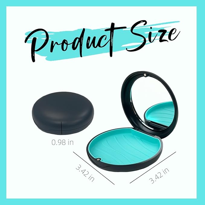 2 Pack Aligner Case with Mirror,Convenient Retainer Case for Invisalign Aligners, Night Guards, and Mouth Guards (1PC Black Cyan+1PC Black Purple)