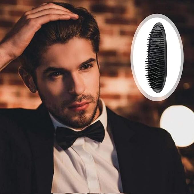 8Pcs Black Soft Palm Combs for Men Portable Pocket Brush Hand Combs for Head Massage Hair Styling Beard Grooming