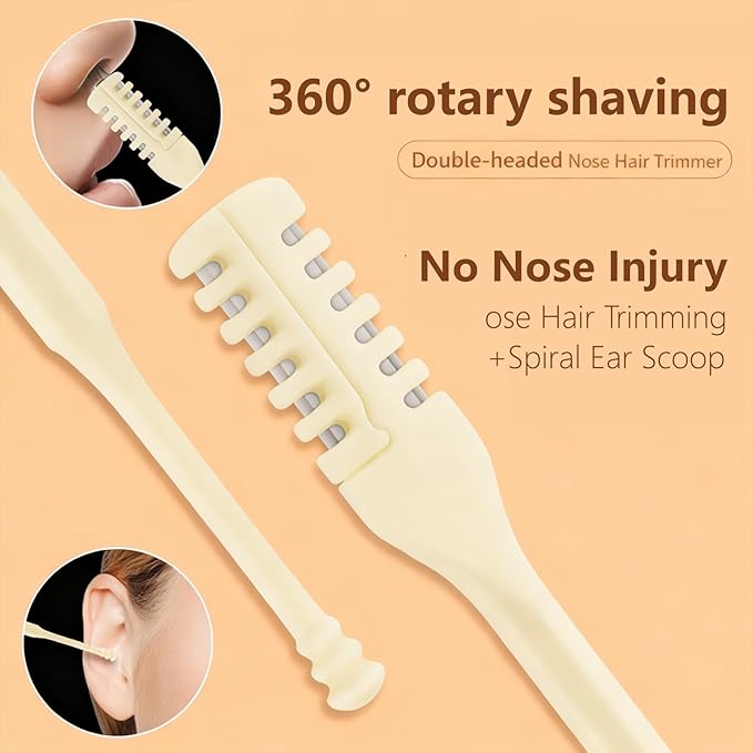 5 Pcs Nasal Hair Cutter, 360° Nostril Hair Remover Tool 2-in-1 Nasal Hair Cutter 2025 Upgraded Double Sided Nose Hair Knife Trimmer Soft Cleaning Brush Manual Hair Remover for Home Travel Essentials