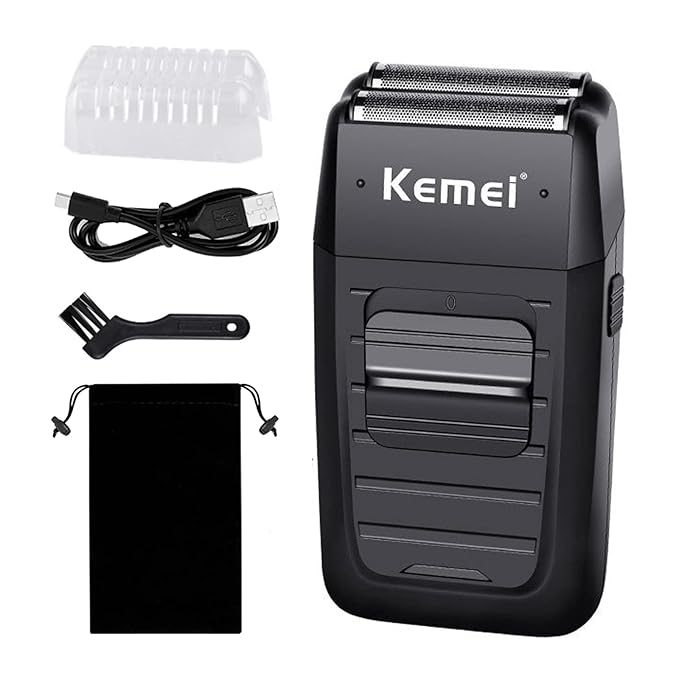 kemei Men's Reciprocating Cordless Razor Razor Electric Rechargeable Razor Precision Beard Sideburn Trimmer Razors Twin Blade Multifunction Grooming Razor…