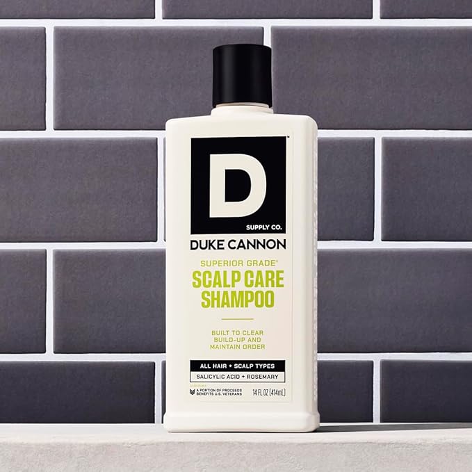 Duke Cannon Superior Grade Scalp Care Shampoo for Men, 14 oz – Salicylic Acid for Build-Up Removal, Rosemary & Arnica for Scalp Soothing, Wheat Protein for Strength, Sulfate-Free