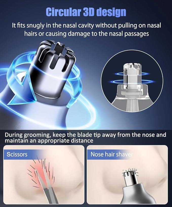 Nose Hair Trimmer for Men & Women, 2 in 1 Electric Nose and Ear Hair Trimmers Ear & Eyebrow Grooming Kit Face Clipper with Powerful Motor and Dual-Edge Blades Waterproof, Portable Travel Size (White)
