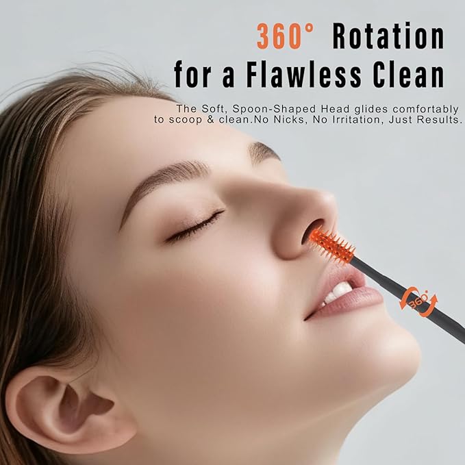 New 2026 Upgraded Staggered Blades Nose Hair Trimmer - Pain-Free & Efficient Nostril Hair Remover for Men and Women, Manual 360°Rotation with Soft Cleaning Brush (3-Pack) White