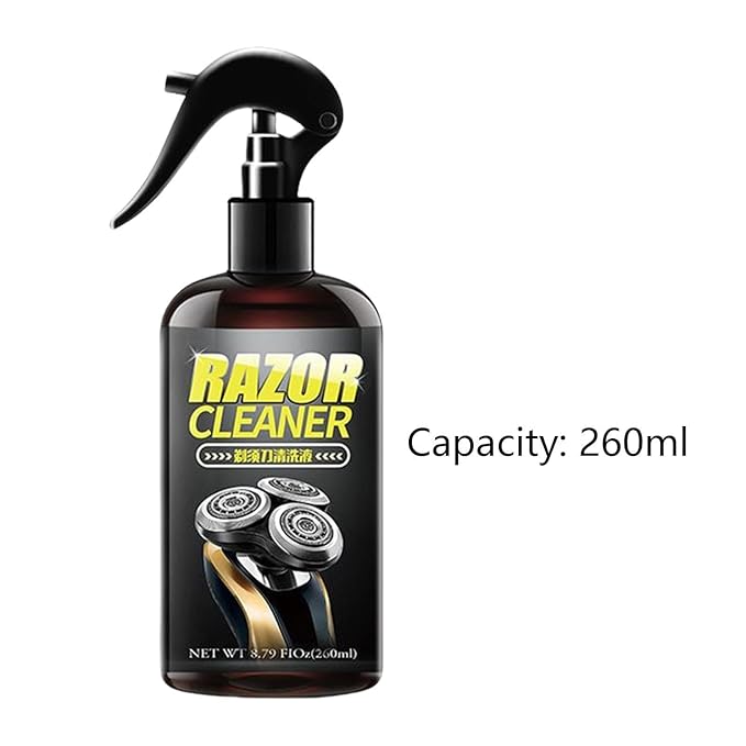 Foaming Shaver Cleaner, Electric Razor Spray Solution, 250ml Spray Bottle with Rust Prevention, Odorless Cleaning, Trimmer Maintenance Sprayer with Quick Dry, Grooming Care Kit for Home Use