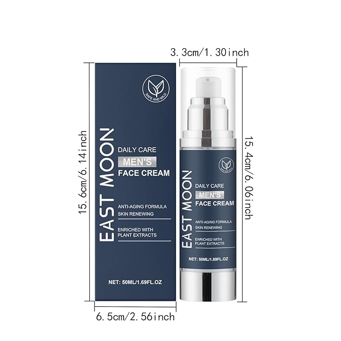 Men's Facial Moisturizer, Nourishing and Hydrating, with Aloe Vera Extract, Hyaluronic Acid - Day and Night - Facial Skincare - 1.76 oz (Grayish Blue)