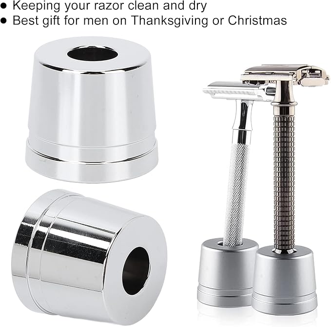 Safety Stand, Holder, Shaving Brush Stand Multi functional Alloy Base, Safety Stand, Men Shaving Accessory for Dry Storage & Convenient Access
