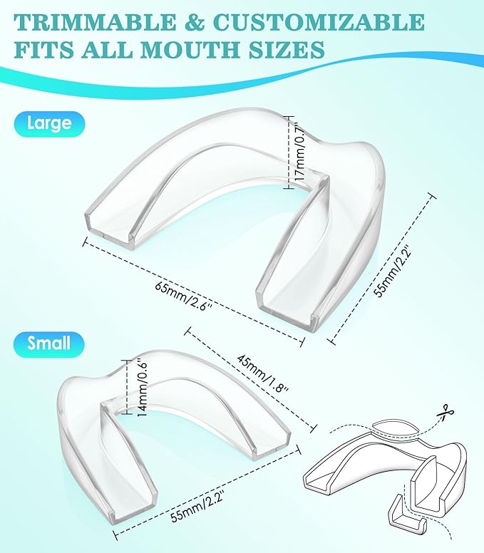 Anti Grinding Guard,Mouth Guards for Sleeping,Night Guards for Teeth Grinding for Adults,4 Pcs 2 Size Reusable Mouth Guard, Clear
