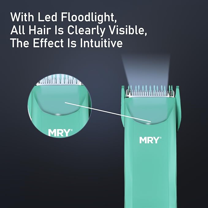 MRY Groin Trimmer for Men & Women - Ipx6 Waterproof USB Charging Trimmer with Light & Ceramic Blade for Pubic/Body/Groin Grooming/Face/Legs/Facial (Green Color)