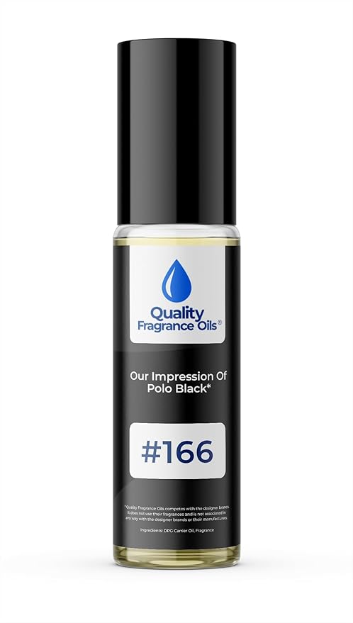 Quality Fragrance Oils' Polo Black for Men Impression #166 | Long-Lasting Perfume Oil, Alcohol-Free, Strong Scent, 10ml Roll-On | Affordable Alternative to Designer Fragrances