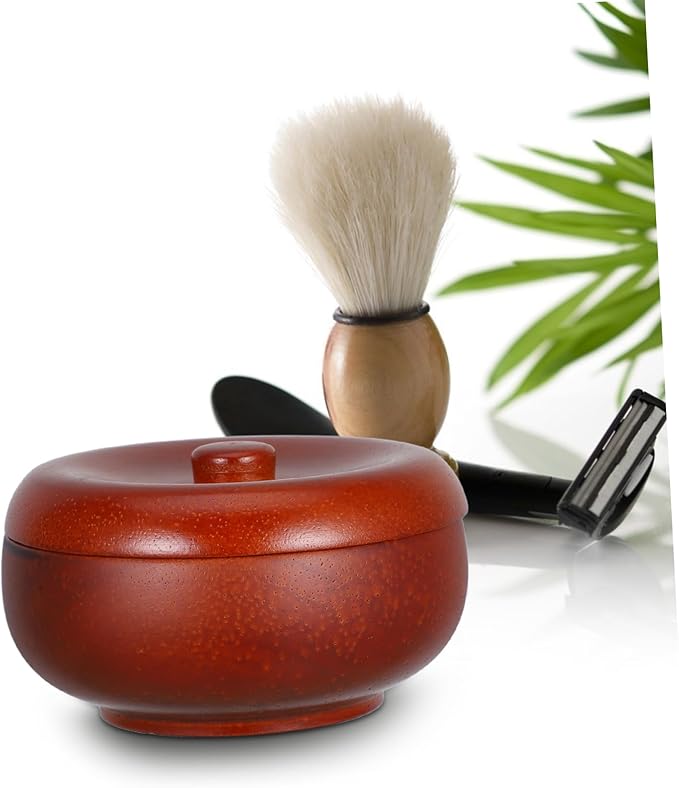 Razor Bowl Mug Wooden Shaving Bowl Lid Shave Soap Cup Shaving Cream for Men