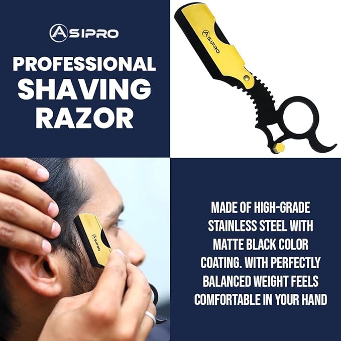 Straight Edge Razor for Mens Straight Razor with 20 Straight Razor Blades Single Blade Razors for Men Navaja para Afeitar para Hombre Barber Razor Single Edge Razor Beard Razor for Men