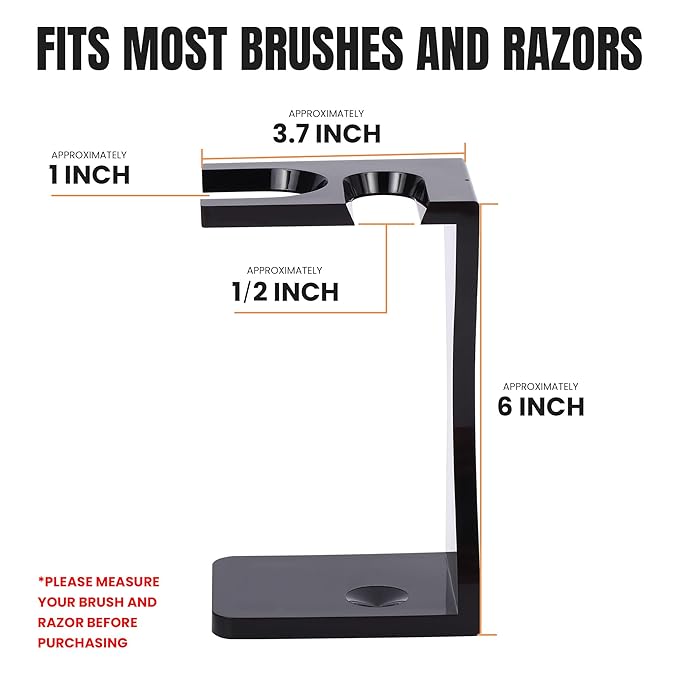 Shaving Stand Holder for Razor and Brush, 2-in-1 Set Includes Premium Black Acrylic Stand & a Synthetic Shaving Brush, All-in-One Bathroom Storage & Drying Organizer - Grooming Gift for Men