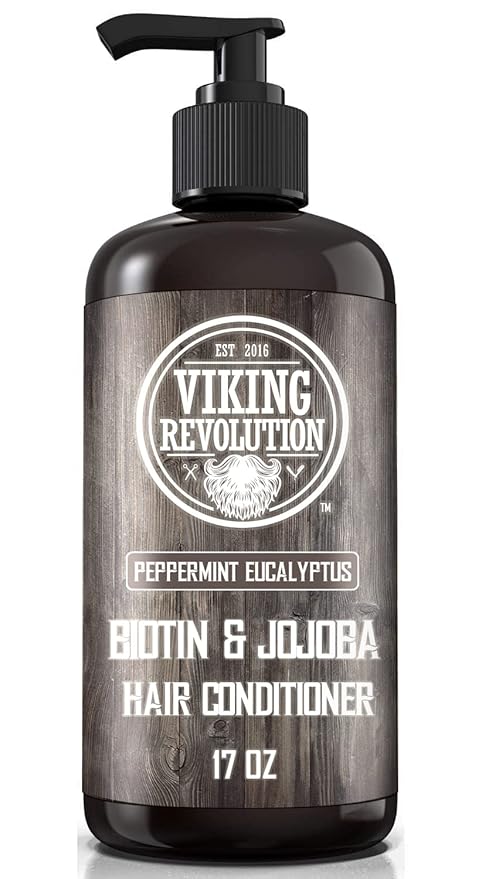 Viking Revolution Biotin Mens Shampoo and Conditioner Set - Eucalyptus Shampoo and Conditioner Set with Jojoba and Mint Oil - Peppermint Oil Hair Conditioner for Men (17 Oz)