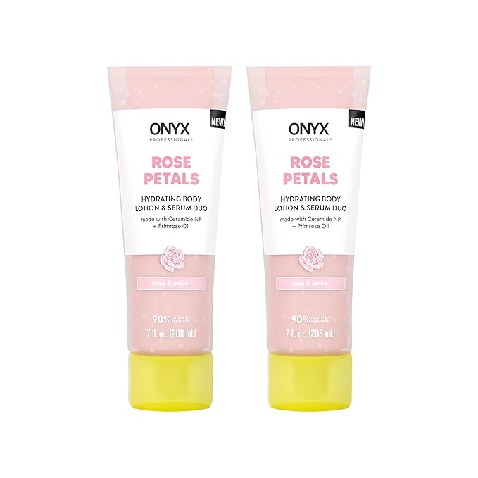 Onyx Professional Hydrating Body Lotion & Serum Duo, Rose Petals, 7 fl oz, 2pk
