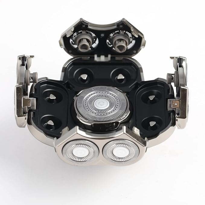 Men's Electric Shavers Replacement Heads 9 Blades Head Replaceable Alternate Floating Washable Electric Razor Shaver Head（Silver）