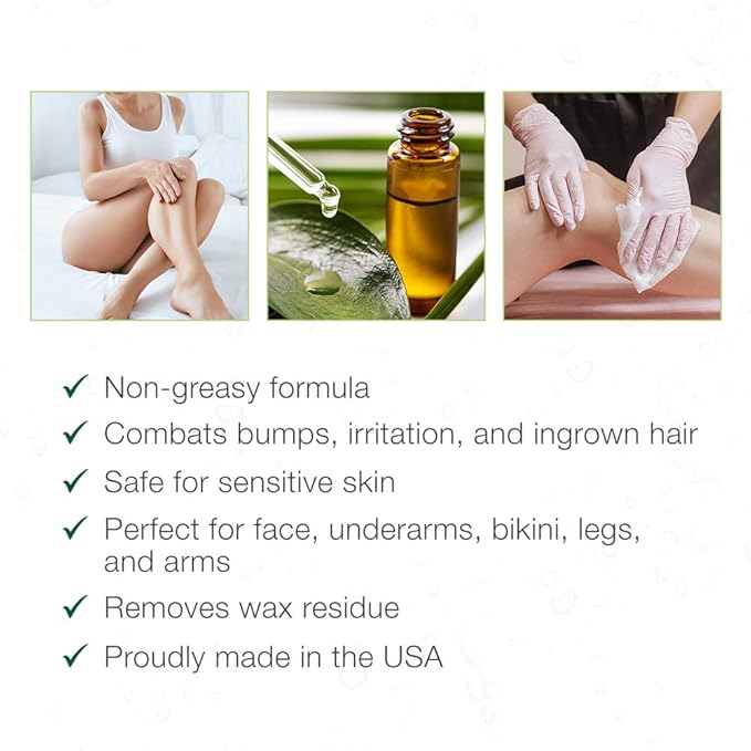 Clean + Easy Azulene Oil – Post Waxing Treatment for Sensitive Skin, Soothes Irritation & Removes Wax Residue After Hair Removal, After Wax Care, 2 oz