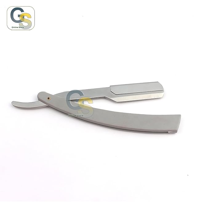 G.S MANUAL FOLDING SHAVING KNIFE BEARD CUTTER SHAVER STRAIGHT EDGE BARBER RAZOR GRAY UP TO 22 BLADES (SET OF 11 BLADES)