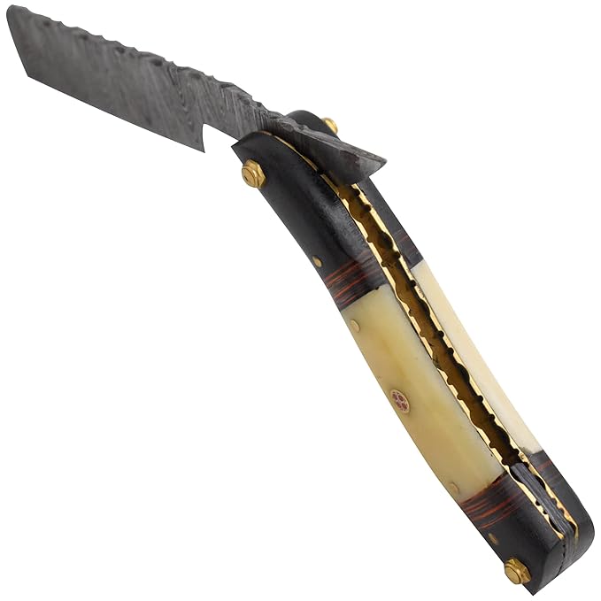 Straight Razor | Straight Edge-Razor Sharp High Hardness Real Damascus Steel Cutthroat Straight Edge-Blade | Barber Razor (349)
