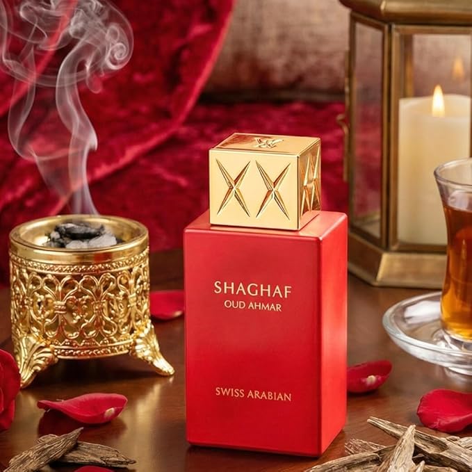 Swiss Arabian Shaghaf Oud Ahmar - Luxury Products From Dubai - Long Lasting And Addictive Personal EDP Spray Fragrance - Seductive, Signature Aroma - The Luxurious Scent Of Arabia - 2.5 oz
