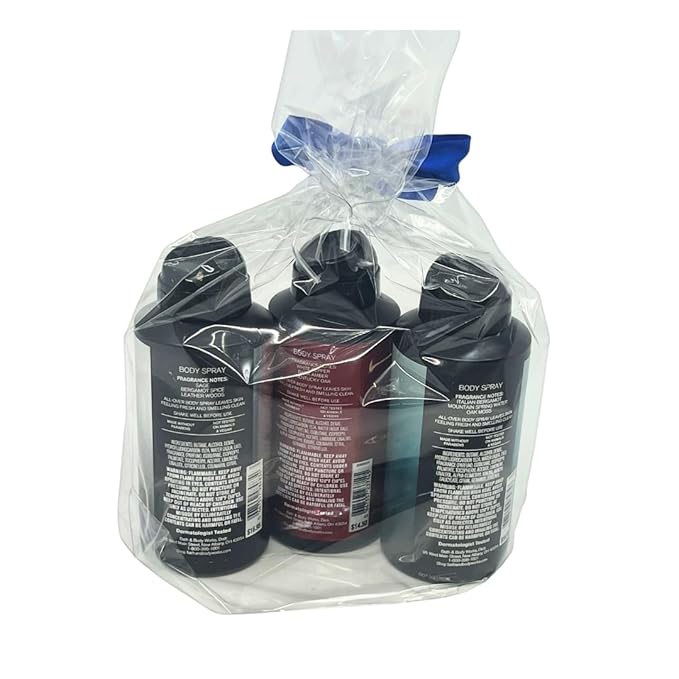 Bath and Body Works Gift Pack for Holiday Deodorizing Body Spray - Graphite, Bourbon and Freshwater 3.7oz each