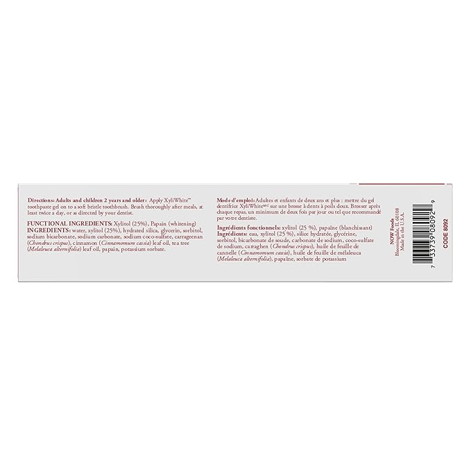 NOW Foods Solutions, Xyliwhite™ Toothpaste Gel, Cinnafresh, Cleanses and Whitens, Clean and Fresh Cinnamon Taste, 6.4-Ounce