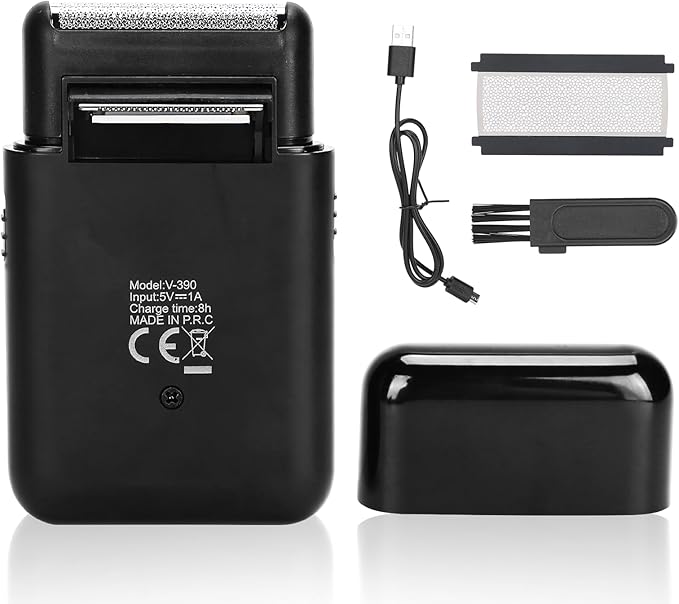 Men's Electric Shaver, USB-C Rechargeable, Ultra Thin Foil Razor, Beard & Sideburn Trimmer, Black