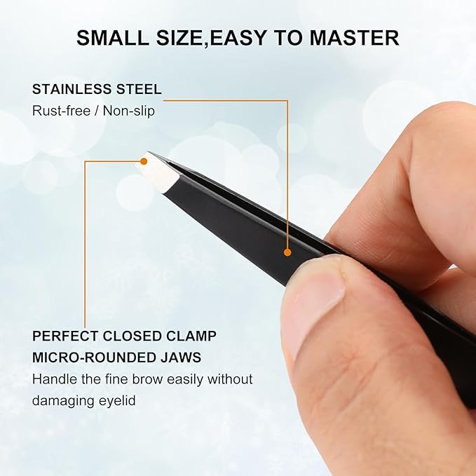 SetSail 5-Piece Premium Set Matte Black Stainless Steel Eyebrow Tweezers Kit with 4 Precision Tips (Slant/Pointed/Flat/Rounded) & Sharp Grooming Scissors for Facial Hair Removal & Splinter Extraction