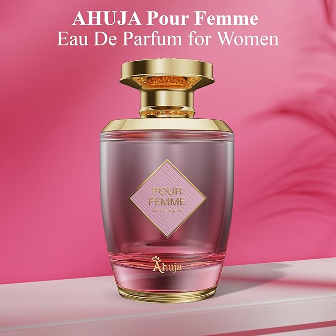 AHUJA Pour Femme Eau De Parfum 3.4oz – Luxurious Women’s Fragrance w/Notes of Floral Iris, Patchouli & Vanilla – Elegant, Long Lasting Perfume for Women