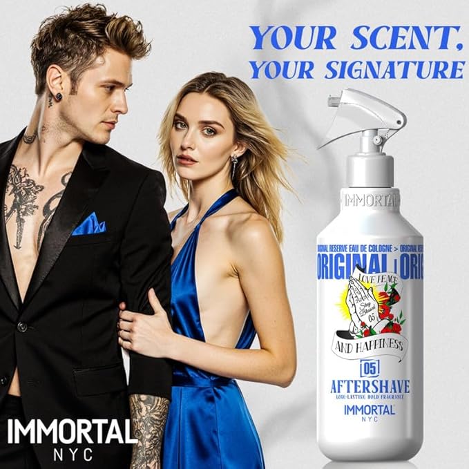 Immortal NYC Stay Blessed 05, After Shave Spray Body/Face Men's Cologne, 17 oz, Exclusive Barbers, Softens Skin, Refreshes, Purifies and Relieves Face and Skin, Moisturizing Formula After Shaving