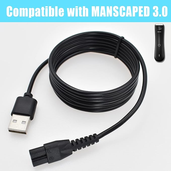 Charger Cord Fit for Manscaped Lawn Mower 3.0/2.0 Electric Groin Hair Trimmer Replacement Charging Cable Power Cord Adapter