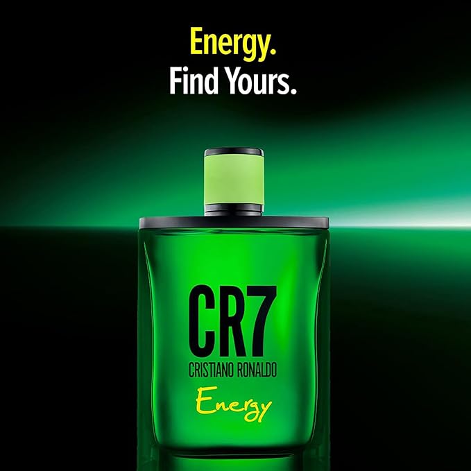 Cristiano Ronaldo CR7 Energy Eau de Toilette - Cologne For Men - Fougere Woody Green Men's Cologne - Cardamom, Lavender, Cedarwood Notes - 1 oz