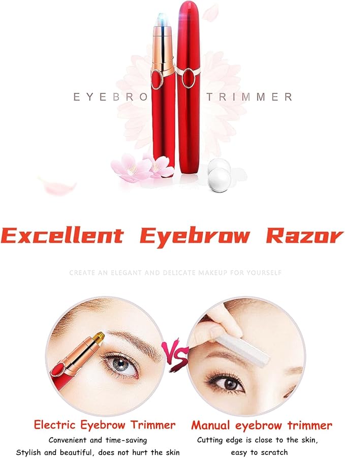 Electric Eyebrow Razor, Rechargeable Eyebrow Hair Remover Trimmer for Women Men, Instant and Painless Hair Removal for Face Lips Nose Facial Hair