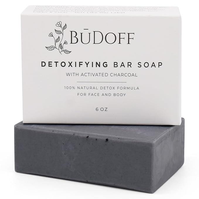 Activated Charcoal Body Wash Bar Soap - Gently Remove Excess Oil & Impurities - Clears Pores - Acne - Shea, Cocoa, and Mango Butter Men, Women, Teens, Kids Face and Body 6 Oz Bar Soap Made in USA