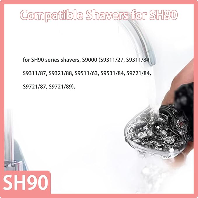 SH90 Replacement Rotary Heads Compatible with Philips Norelco 9000 Replacement Blades,for Norelco 9000 Replacement Heads Series 9000(S9xxx) and 8000(S8xxx)Electric Razor Shaver,SH90 Replacement Heads