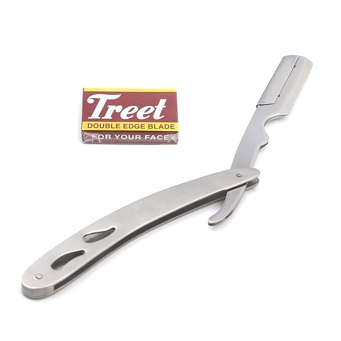 Stainless Steel Barber Straight Edge Razor with 100 Count Blades Made of Stainless Steel Easy To Replace