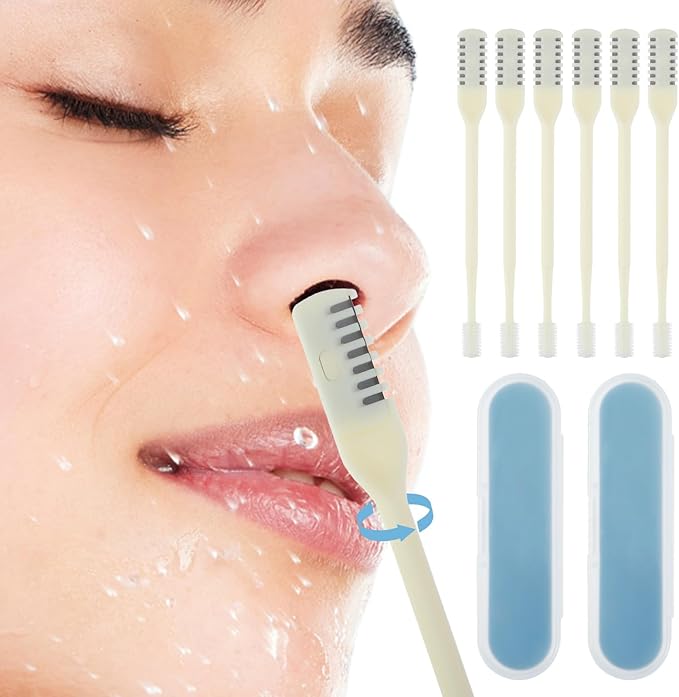 6 pcs Nose Hair Trimmer for Men Women Nasal Cutter, 2-in-1 Nasal Hair Cutter Mini Double Sided NasalHair Remover Tool Multipurpose Portable Trimmer Soft Cleaning Brush