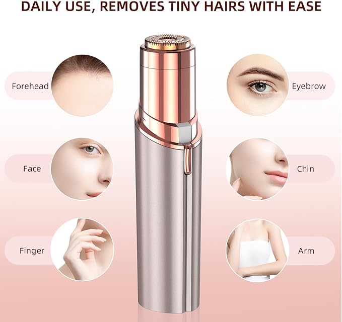 Facial Hair Removal for Women, Electric Rechargeable Painless Hair Remover for Face, Upper Lips, Chin, Peach Fuzz, with LED Light