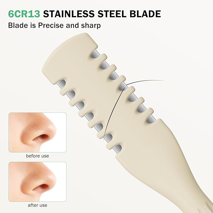 BEZOX Manual Nose Hair Trimmer (Pack of 4) - Rotating Nasal Hair Razor Cutter with Ear Picker for Women and Men - Portable Nostril Hair Remover Tools