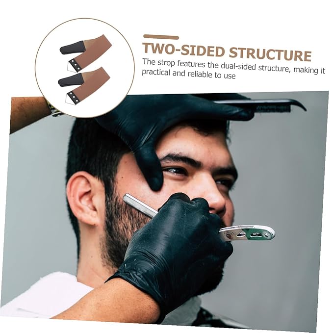 2pcs Double-sided Leather Razor Strop Durable Sharpening Strap Tool for Barber Shop and Home Use Straight Razors and Scissors Buckle Reliable Craftsmanship