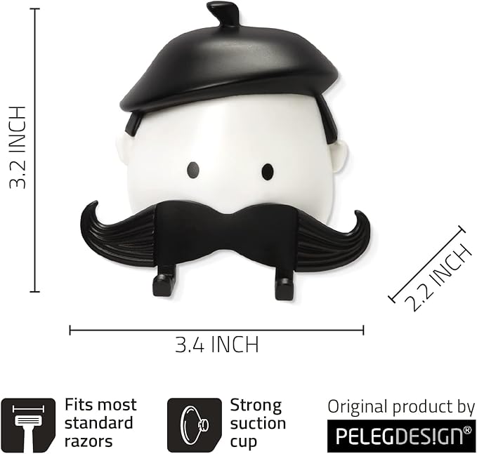 PELEG Design Mr. Razor – Razor Holder Suction Shaving Razor Holder for Shower Bathroom Bath Unique Gifts