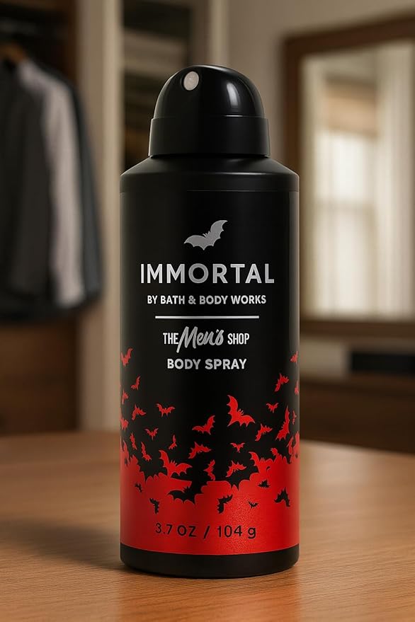 Bath & Body Works Immortal Body Spray 3.7 fl oz – Black Plum, Sueded Saffron & Haunted Woods – Men’s Long-Lasting Mist