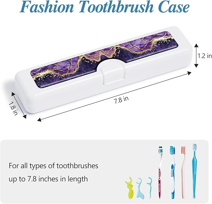 2 Pcs Toothbrush Travel Case - Colorful Pattern, Holder and Covers for Toothbrushes, Includes Tongue Scraper Case