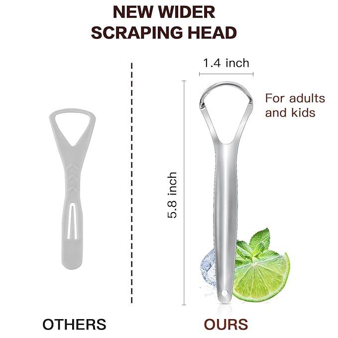 AILE Tongue Scraper, 100% Useful Surgical Stainless Steel Tongue Cleaner for Both Adults and Kids, Professional Reduce Bad Breath Metal Tongue Scrapers, Help Your Oral Hygiene"