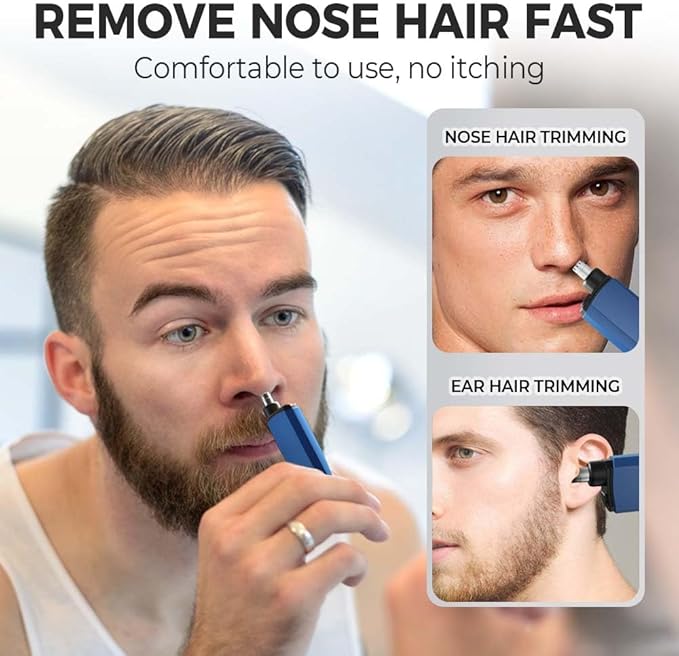 Drkicsy Rechargeable Portable Nose Hair Trimmer for Men and Women, Electric Nose Hair Remover Nasal Hair Cutter Shaver (Black)