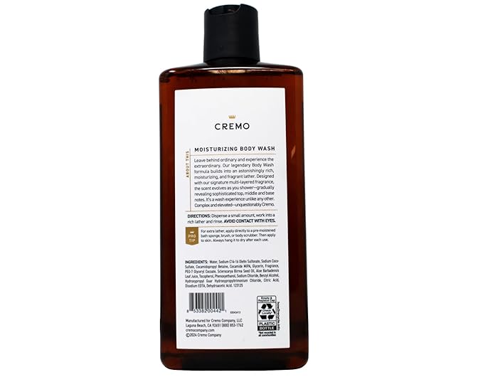 Cremo Body Wash, Bourbon & Oak, 16 Ounce (Pack of 3)