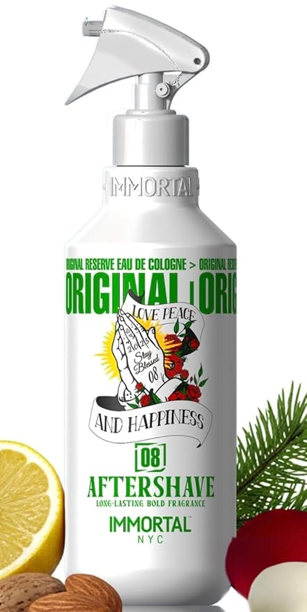Immortal NYC Stay Blessed 08, After Shave Spray Body/Face Men's Cologne, 17 oz, Exclusive Barbers, Softens Skin, Refreshes, Purifies and Relieves Face and Skin, Moisturizing Formula After Shaving
