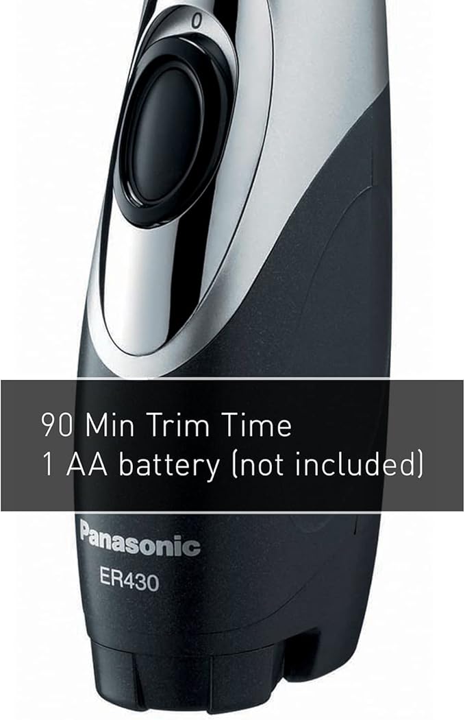 Panasonic Shaver ER430K Nose, Ear and Facial Hair Trimmer Wet/Dry with Vacuum Cleaning System with BluebirdSales Travel Case, Cleaning Cloth and 4 AA Battery Pack