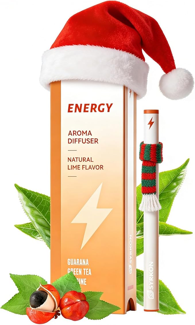 Herbal Diffuser Pen, Natural Energy Boost & Focus Support, Lime Flavor, Extracts of Guarana, Green Tea & Taurine, Vitamin B12 & B6, Natural Alternative - 600 Uses