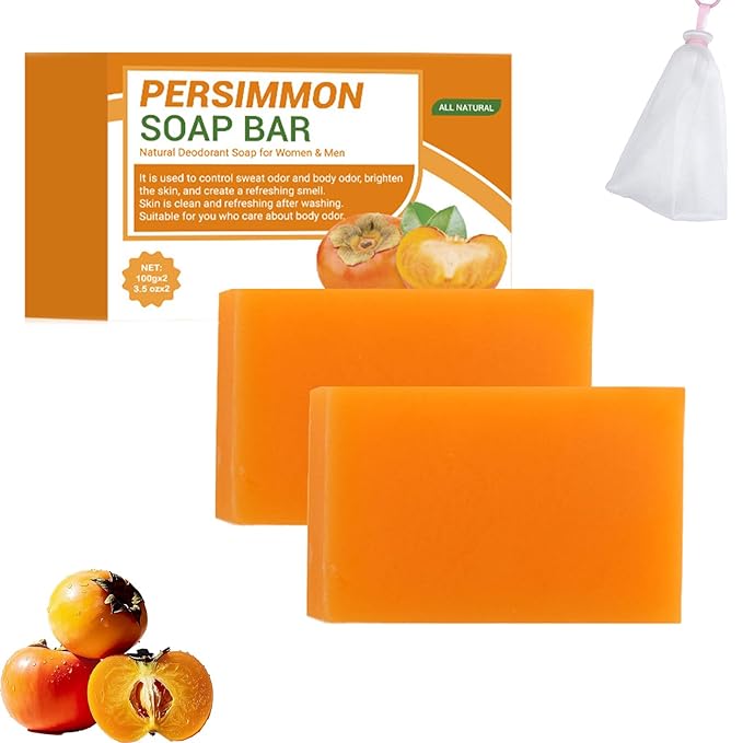 Persimmon Soap, for Body Odor,Natural Ingredients Japanese Persimmon Soaps,Natural Deodorant Soaps,for All Skin Types (2)